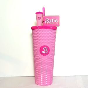 BARBIE!! Hot Topic Barbie: The Movie Diamond Studded Tumbler & Matching Keychain